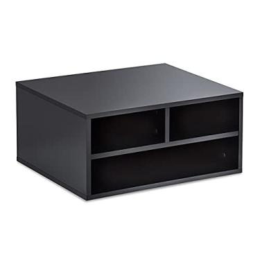 Imagem de CLoxks Suporte de impressora para mesa de mesa, prateleiras organizadoras de armazenamento de mesa multiuso de madeira, suporte de fax para scanner para casa e escritório, carrinho de impressora de