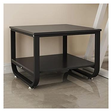 Imagem de Suporte de impressora para mesa de mesa, suporte de armazenamento multiuso de ferro, suporte de impressora de chão para casa/escritório, carrinho de impressora de mesa de 2 camadas (cor: preto)