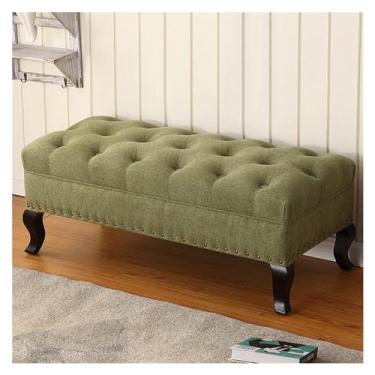 Imagem de Banco de armazenamento na extremidade da cama, banco estofado, apoio para pés retangular contemporâneo | para hall de entrada, banheiro, vaidade, quarto, móveis decorativos, banco de cama (verde, 100