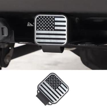 Imagem de Capa de engate de reboque com bandeira americana dos EUA para receptores de 5 cm - protege as capas de engate de reboque de poeira, água, lama e neve - Capas de engate definitivas para caminhões, jipe