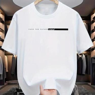 Imagem de Camiseta Masculina De Verão Em Algodão Casual Com Estampa Grande De Le