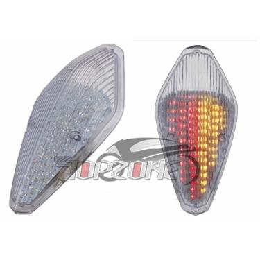 Imagem de TOPZONE Para Honda VTX1300S, VTX 1300R, VTX1300T; lanterna traseira de freio da lâmpada traseira (4. Estilo B: função de seta integrada com luz traseira de LED, lente transparente)