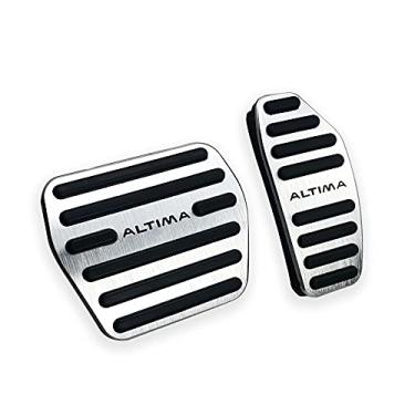 Imagem de LEXLEY 2 peças de pastilhas de freio a gás de alumínio antiderrapante, capas de pedal de acelerador sem perfuração para Nissan Altima 2019 2020 2021-SLIVER