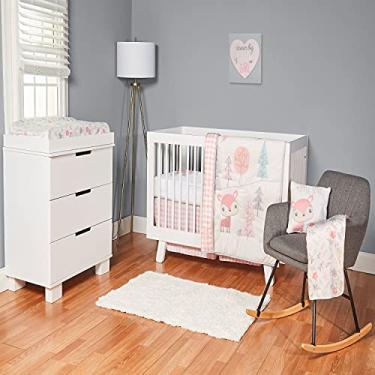 Imagem de Fisher-Price Conjunto de cama de berço para meninas, 4 peças, tema florestal, coleção de maravilhas