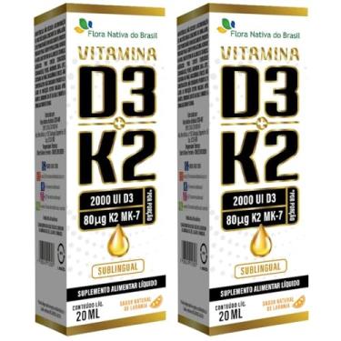 Imagem de KIT 2X Vitamina D3 + k2 Sublingual em Gotas 20ml - Flora nativa