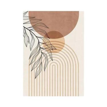 Imagem de Pintura Em Tela Boho Color Block Com Linhas Minimalistas Nórdicas Para