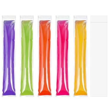 Imagem de HOIRIX Sacos de molde de picolé de gelo, tubos de congelador, sacos descartáveis para freezer com selos de zíper para lanches, palitos de suco de iogurte (transparente, 200 peças)
