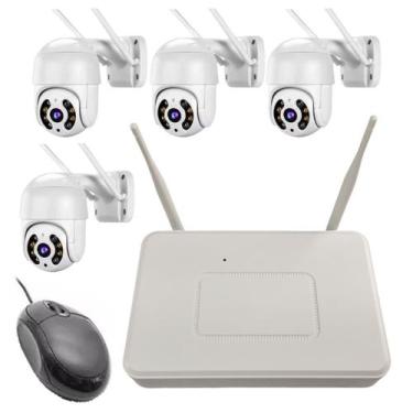 Imagem de 4 Camera Sem Fio NVR DVR Wifi App Celular Microfone Alto Falante Visao