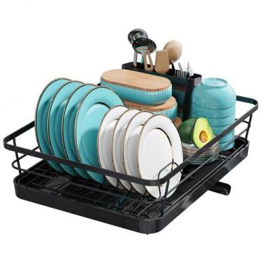 Imagem de Escorredor de pratos em aço inoxidável Sakugi com suporte para talhere