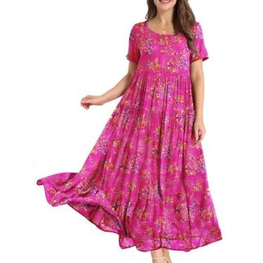 Imagem de Vestido YESNO casual, solto, boêmio, floral, longo, Maxi S EJF CR26