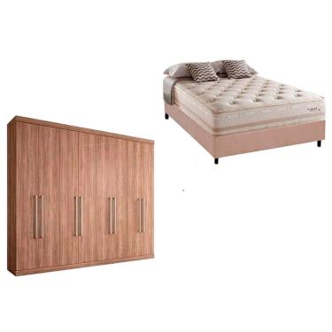 Imagem de Cama Box Casal + Colchão Scotland Herval + Guarda Roupa Master Vip 8.4 Atacama-Jatobá