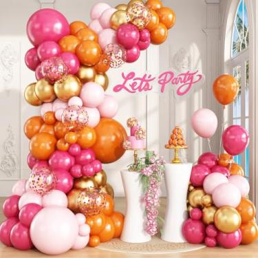 Imagem de Orange Red Pink Gold Balloon Arch Kit, Balloon Garland for Baby Shower Wedding Bachelorette Party Decorations (Orange red pink)