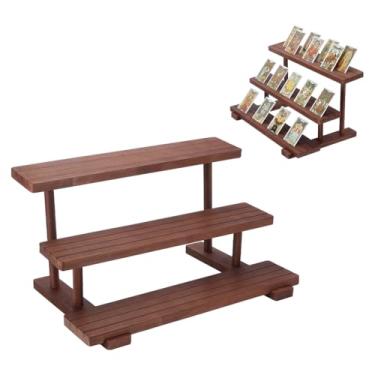 Imagem de UNICRAFTALE 3-Tier Graded Card Display Stand for Psa Wooden Baseball Card Display Case Camel Sports Trading Cards Holder Trading Card Shelf for Cards Game Collection 39.5x25x20.5cm