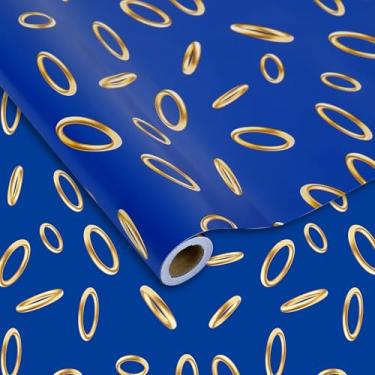 Imagem de JarThenaAMCS Papel de embrulho para jogos de desenho animado - Mini rolo - 43 cm x 80 m, anel de ouro azul, papel de embrulho para presente de aniversário, chá de bebê, festa de videogame, artesanato