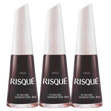 Imagem de Kit 3 Esmalte Risqué Preto Cremoso Eu Sou Esse Glamour Todo 8ml