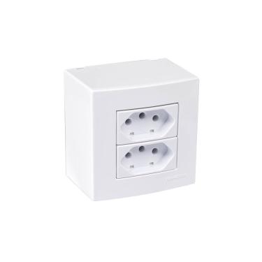 Imagem de Caixa De Sobrepor 75x75 Com Tomada Dupla Margirius Sleek 2p+t 10a Branca