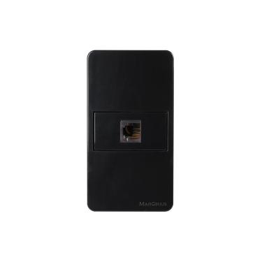 Imagem de Placa Para Condulete Caixa 3/4" Com Tomada Para Telefone Margirius Sleek Rj11 4 Fios Preto Ebony Preto