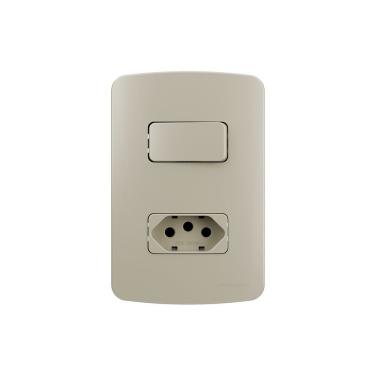 Imagem de Interruptor Simples 10a E Tomada 2p+t 20a Margirius B3 Colors Com Placa 4x2 Pérola Pérola