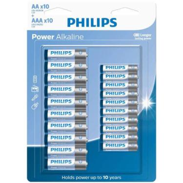 Imagem de Pilhas alcalinas aaa e aa philips blister com 10 unidades de cada lr03