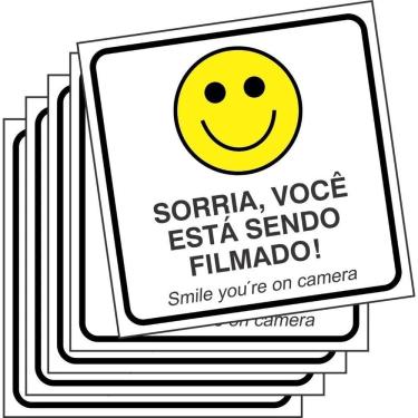 Imagem de 2X 5 Placas Monitoramento Sorria Você Está Sendo Filmado 15X