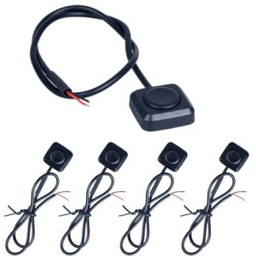 Imagem de DMWD 2 peças de botão de pressão momentâneo de 12 V 24 V, interruptor de botão de montagem em superfície com cabos de 11,8 polegadas fácil de instalar