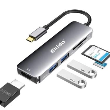 Imagem de Adaptador USB C Hub para Tablet PC da Elrido, dongle de porta HDMI USB-C para tablet conversor 5 em 1 com HDMI 4K, portas USB 3.0, SD, TF para computador m1 m2 com superfície e outros dispositivos