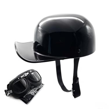 Imagem de Capacete vintage de beisebol para motocicleta, meio boné aberto com óculos para homens e mulheres, adultos, ciclomotor, motocicleta, jet scooter, bicicleta, Street Cruiser, Chopper, chapéu - Aprovado