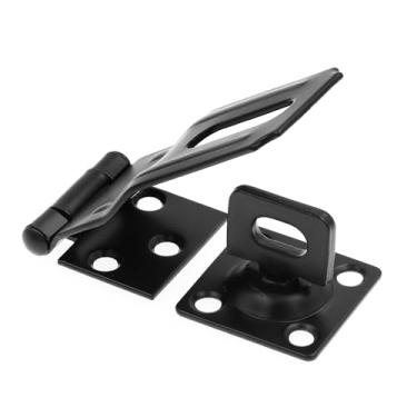 Imagem de Prime-Line U 117128 Porta e portão, trava de dobradiça de ferrolho de segurança com grampo giratório de 8,5 cm com parafusos, preto fosco (pacote único)