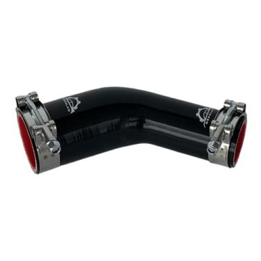 Imagem de Mangueira redutora de silicone de acoplador de cotovelo de 45° de 3,8 cm a 5.1 cm (38-50 mm) com braçadeira de parafuso em T de aço inoxidável - design reforçado de 4 camadas de alta temperatura para