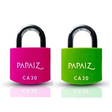 Imagem de Kit 2 Cadeados em Aluminio CA30 30mm Rosa e Verde com Chaves - Segurança e Resistencia