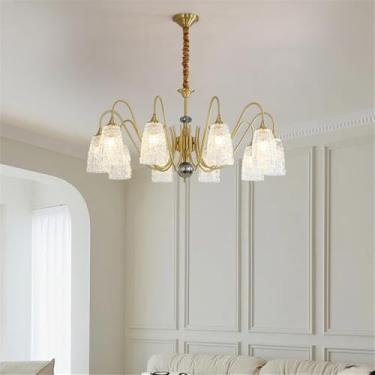 Imagem de Lâmpada Pingente Candelabro LED De Latão Com Estilo Luxuoso Americano E Retro: Design Criativo Para Sala De Estar, Restaurante, Quarto, Estudo, Villa, Hotel E Café (K 10 luzes)