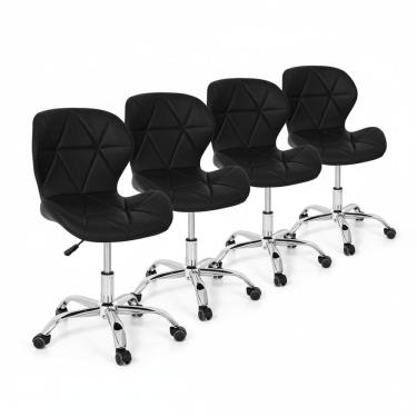Imagem de Conjunto 4 Cadeiras Office Eiffel Slim Giratória Ajustável Preta