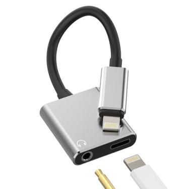 Imagem de Adaptador auxiliar para iPhone para conector de fone de ouvido Apple (2 em 1) Lightning de áudio para cabo de 3,5 mm carregador divisor dongle conector de carro com fio para iPad, adaptador de fone de