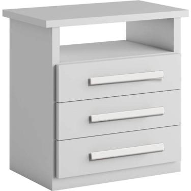 Imagem de Mesa de Cabeceira 3 gavetas telescópicas - Malibu-Branco - Bianchi Móveis