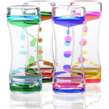Imagem de Ampulheta de Movimento Líquido Sensorial – Temporizador com Bolhas de Óleo, Relaxamento, Alívio do Estresse e Ansiedade, Calmante e Decorativo para Escritório (Pacote com 4 unidades)