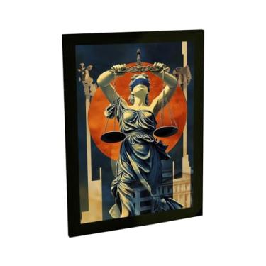 Imagem de Quadro Decorativo Themis Deusa Da Justiça Direito Ilustração Azul Decoração Poster Quarto Sala