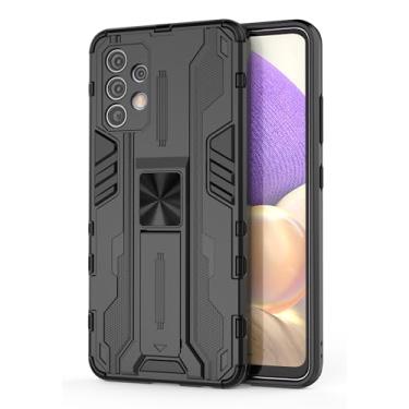 Imagem de SORAKA Capa para Samsung Galaxy A32 4G com suporte Capa de proteção resistente para Samsung Galaxy A32 4G Capa com placa de metal para suporte magnético para carro Capa Silm Fit