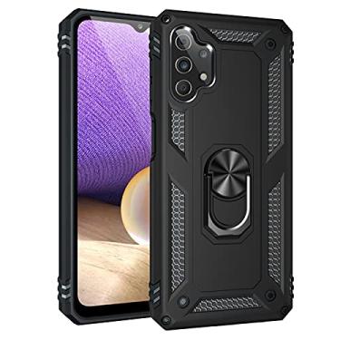 Imagem de SORAKA Capa para Samsung Galaxy A32 5G com suporte de anel capa armadura para Samsung Galaxy A32 5G capa traseira de policarbonato rígido com placa de metal para suporte magnético de telefone carro
