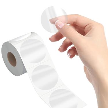 Imagem de 500 peças de adesivos redondos transparentes, envelopes transparentes para correio, embalagem autoadesiva, pontos com linha de perfuração para envelopes, caixas e embalagens de presente (5 cm de