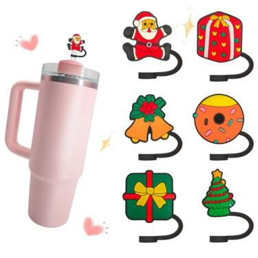 Imagem de 6 peças de presentes de Natal Stanley Straw Topper Cup Acessórios de cobertura de palha para copos Stanley