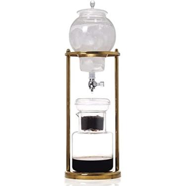 Imagem de REJOON Máquina de café com gotejamento máquina de café expresso máquina de bebida fria pote de café pote de gotejamento de gelo filtro de vidro reutilizável ferramenta de coador (cor: dourado 600ml)