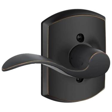 Imagem de Schlage Lock Company F170ACC716GRWLH Maçaneta de porta falsa única para canhotos com Decorati, bronze envelhecido