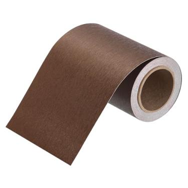 Imagem de HARFINGTON Fita adesiva de grão de madeira de 10 cm x 4,9 m de PVC autoadesivo à prova d'água para moldura removível para moldura de porta de armário de banheiro dourado bronze