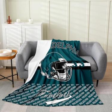 Imagem de Feelyou Cobertor de lã de futebol Philadelphia cobertor de flanela felpudo futebol cidade para cama sofá cadeira sala de estar jogos esportivos solteiro 152 x 203 cm decoração de quarto