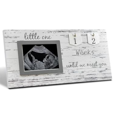 Imagem de bloom & nest Porta-retrato de ultrassom, porta-retrato de ultrassom com contagem regressiva do bebê, presente de grávida, parabéns, gravidez, anúncio de bebê pela primeira vez que mamãe será