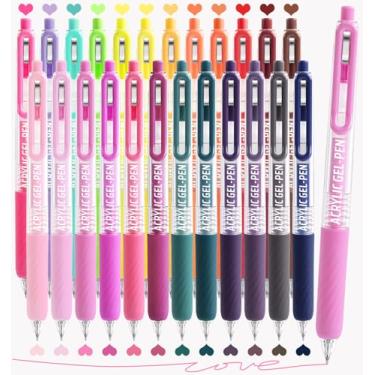 Imagem de Canetas de gel para colorir, canetas coloridas retráteis de 24 cores para papel preto e papel branco, canetas coloridas de ponta fina de 0,7 mm para colorir, escrever, desenhar, diário, anotações