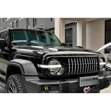 Imagem de Kit de carroceria de grade decorativa para para-choques de carro Grade de corrida compatível com parte externa Tank 300 (letras pretas e brancas)