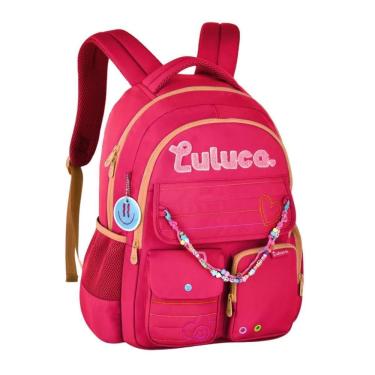 Imagem de Mochila Costas Luluca Meninas Panda Juvenil Escolar Rosa