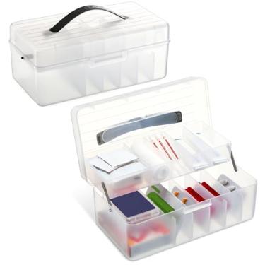 Imagem de Honeydak 2 peças de organizador de armazenamento de bandagens de plástico transparente, caixa de primeiros socorros, grande suporte de recipiente de medicamentos portátil vazio para armário de casa