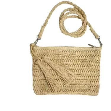 Imagem de Bolsa Artesanal Lateral Transversal Casual Praia Festa 24 x 17 cm (Bege)